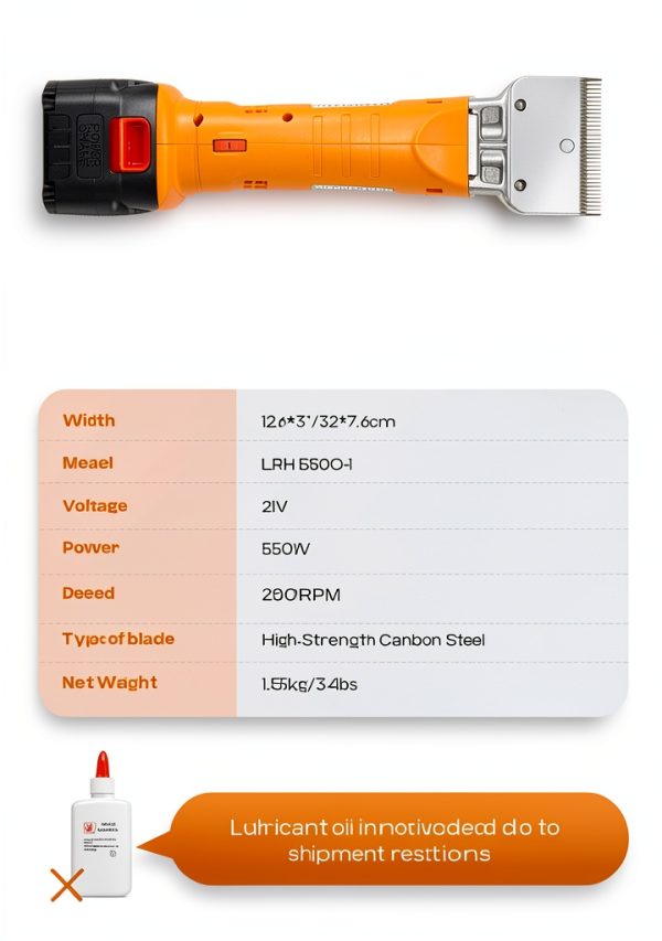 Horse Clippers Luzrise Cordless 6-Speed Groomer with 21V 4Ah Batteries-4